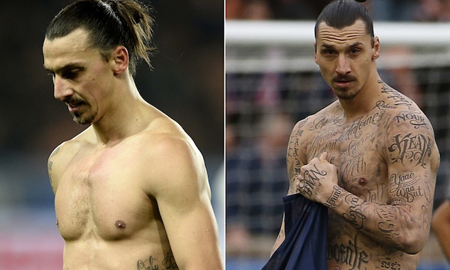 The before and after of Zlatan's tattoos trying to promote the WFP